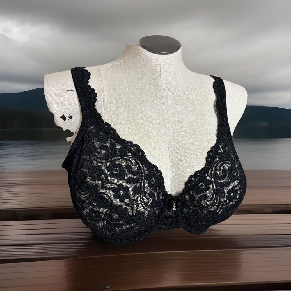 Smart Sexy Bra 40D Balconette Bra SA964 Black Lace Semi Sheer Underwire